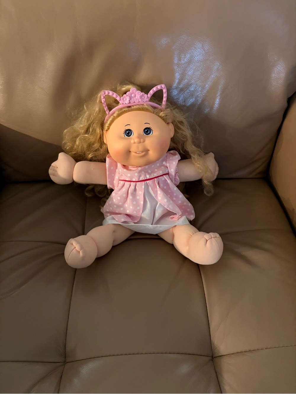 Pink Polka Dot Cabbage Patch Baby Doll with Headband